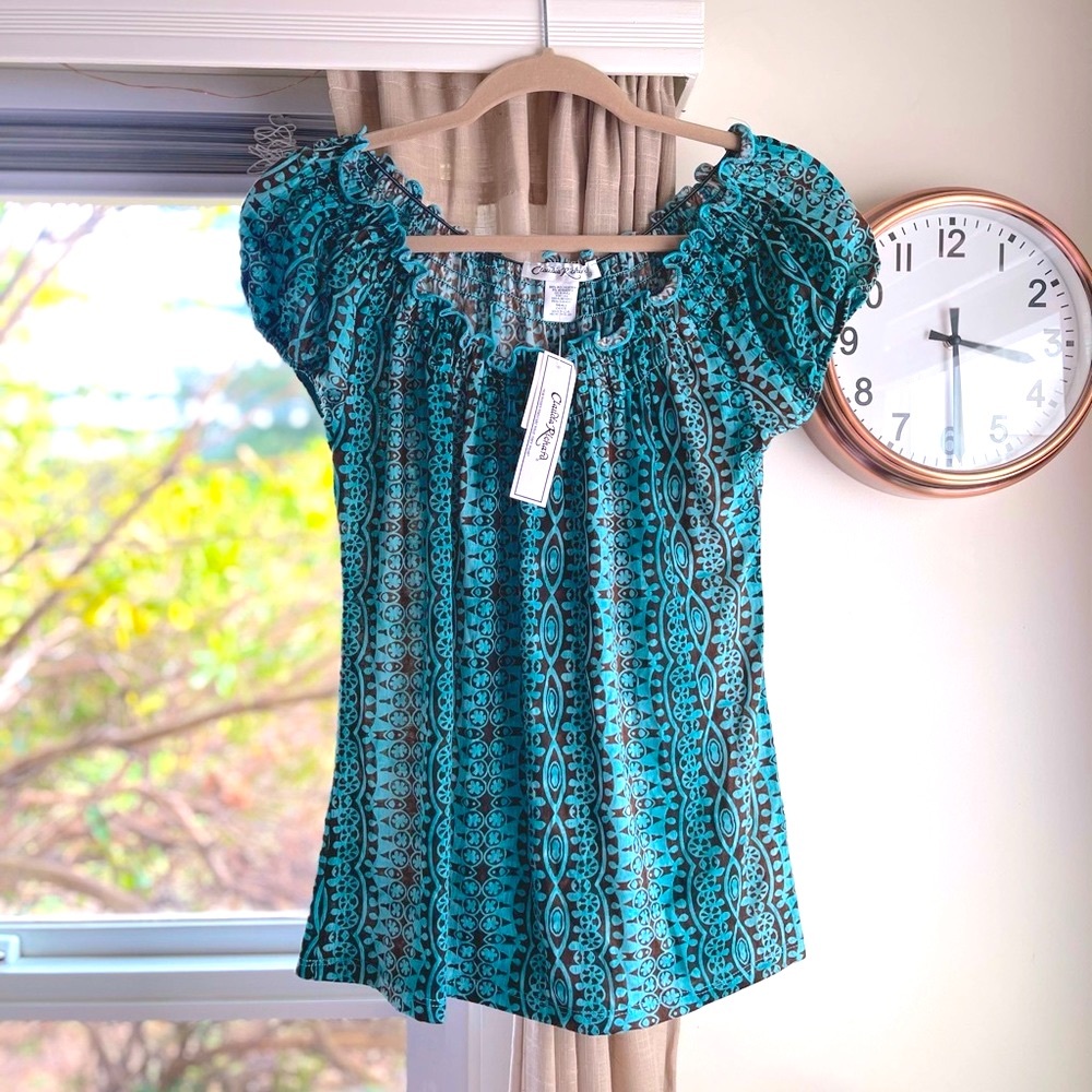 🌵3/$20 - Claudia Richard - Turquoise & Brown Top